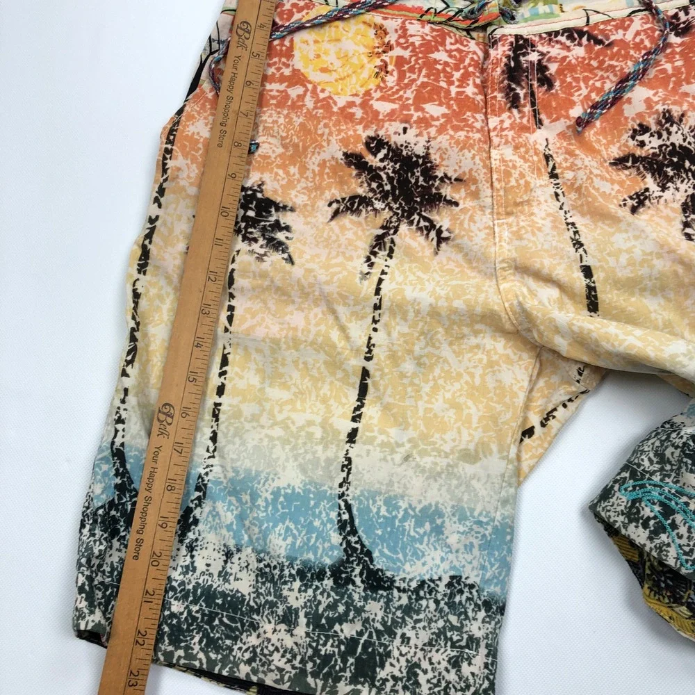 Robert Graham Mens 34 Swim Trunks Board Shorts Tropical Palm Tree Chain Stitch